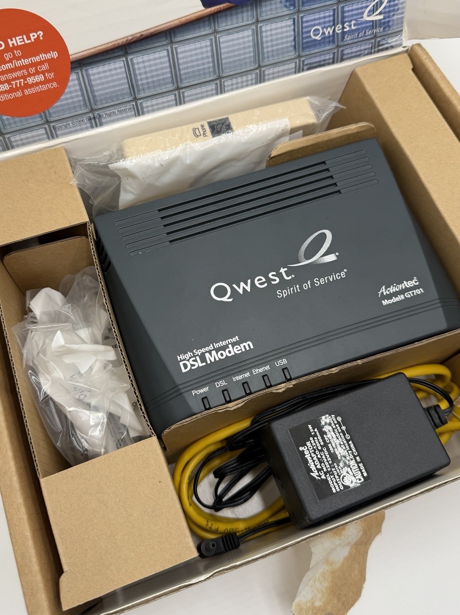 Qwest Actiontec GT701 DSL Modem Kit – Complete in Box – Tested Working