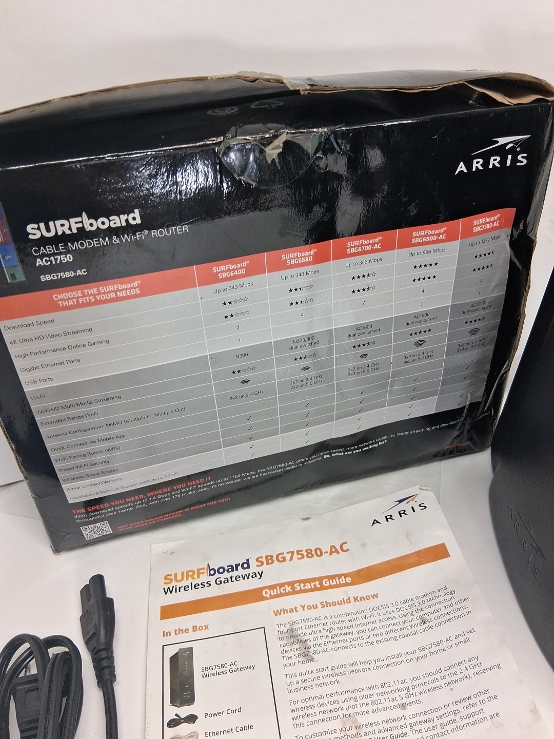 ARRIS SURFboard AC1750 Cable Modem WiFi Router Combo DOCSIS 3.0 Open Box