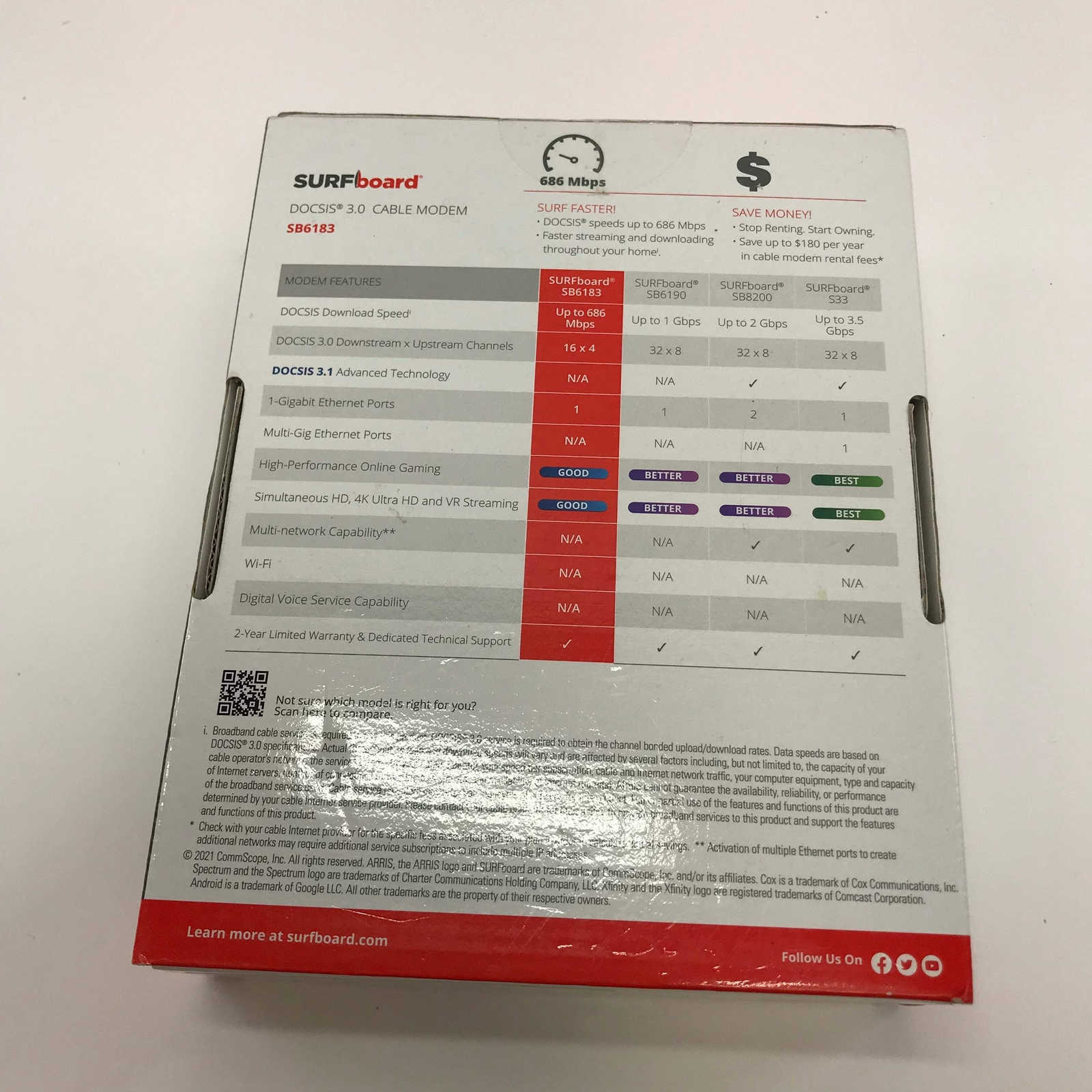 Arris Surfboard DOCSIS 3.0 Cable Modem SB6183