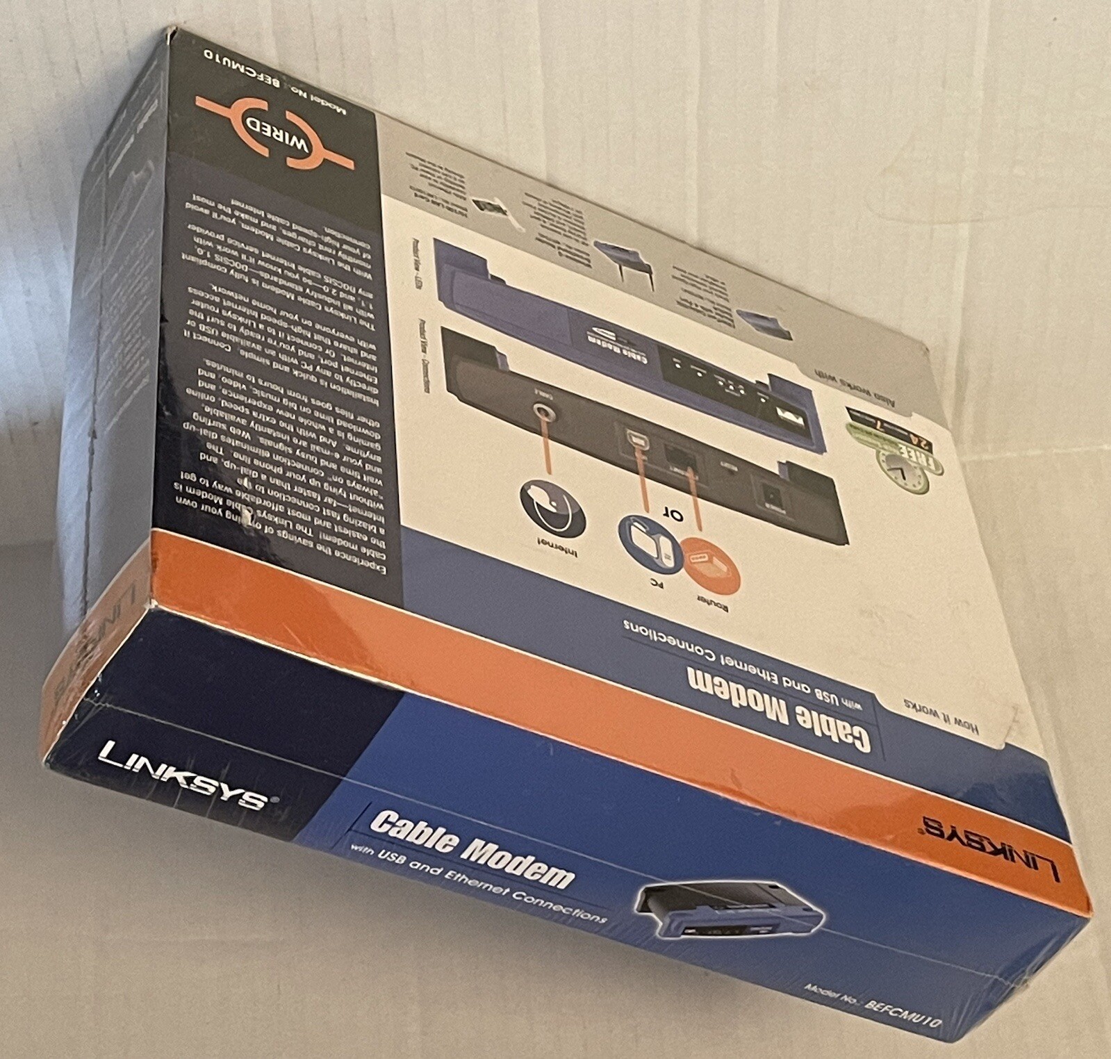 CISCO-LINSYS BEFCMU10 CABLE MODEM W/ USB & Ethernet for MICROSOFT/WINDOWS NEW
