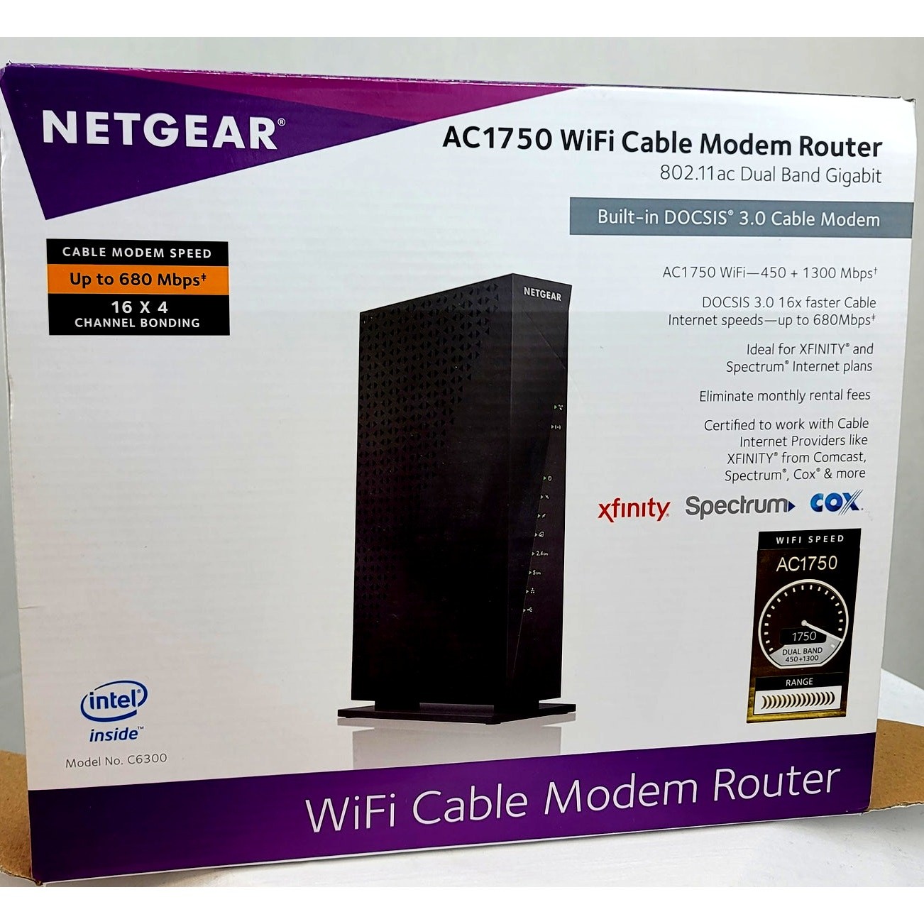 NetGear Ac1750 Wifi Cable Modem Router No Rental Fees 802.11 ac Dual Band Gb