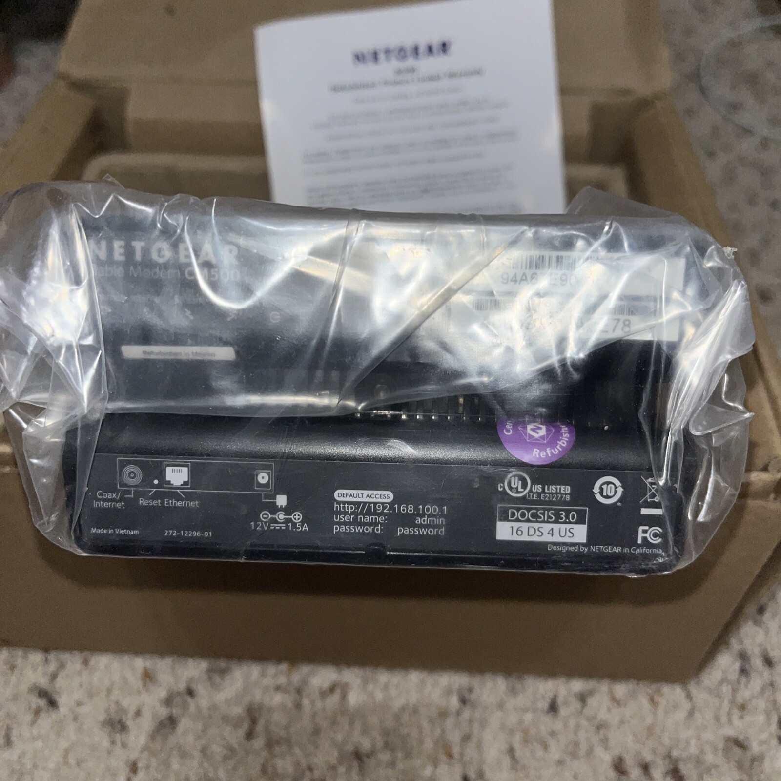 NETGEAR CM500-100NAR High Speed DOCSIS 3.0 Cable Modem NEW! READ!