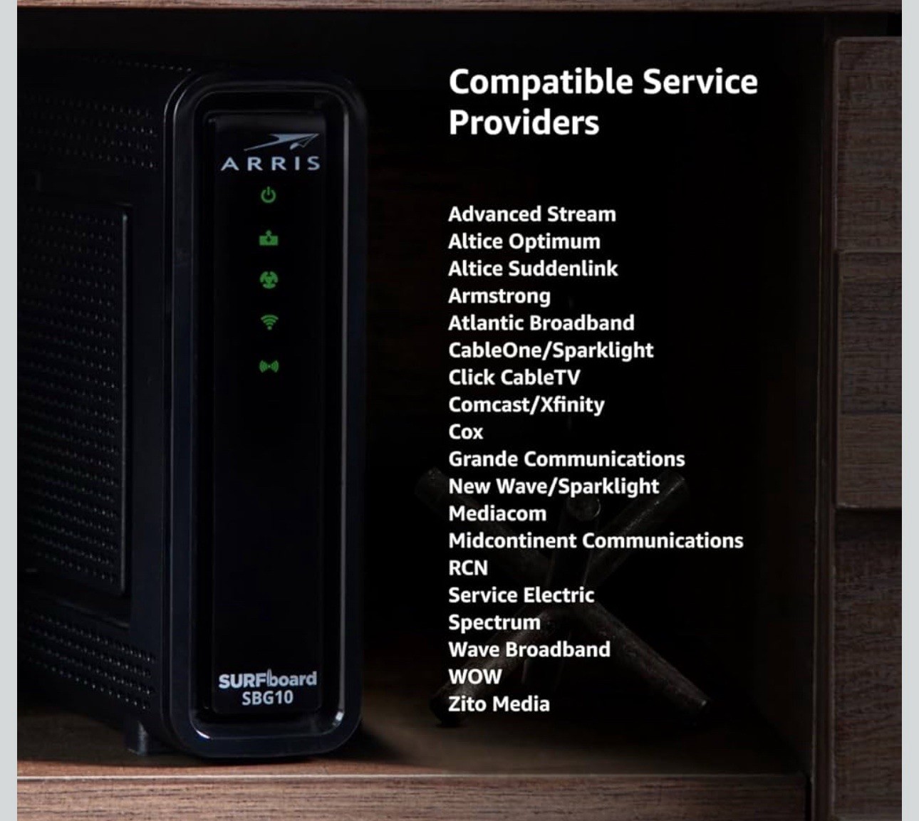ARRIS (SBG10) Cable Modem Router Combo DOCSIS 3.0 Gb & AC1600 WiFi Refurbished