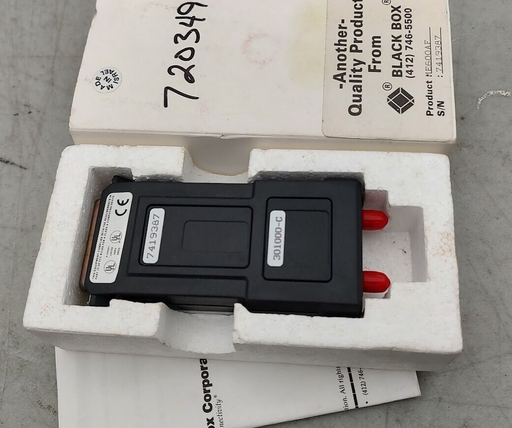 Black Box ME600AF Async Fiber Optic Modem, S/N 7419387