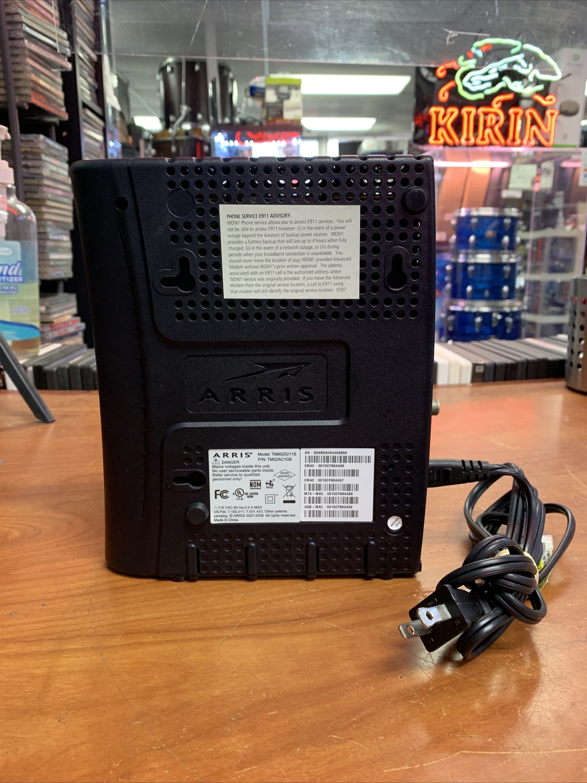 ARRIS TM602G/115 Touchstone Telephony Modem with Power Cord