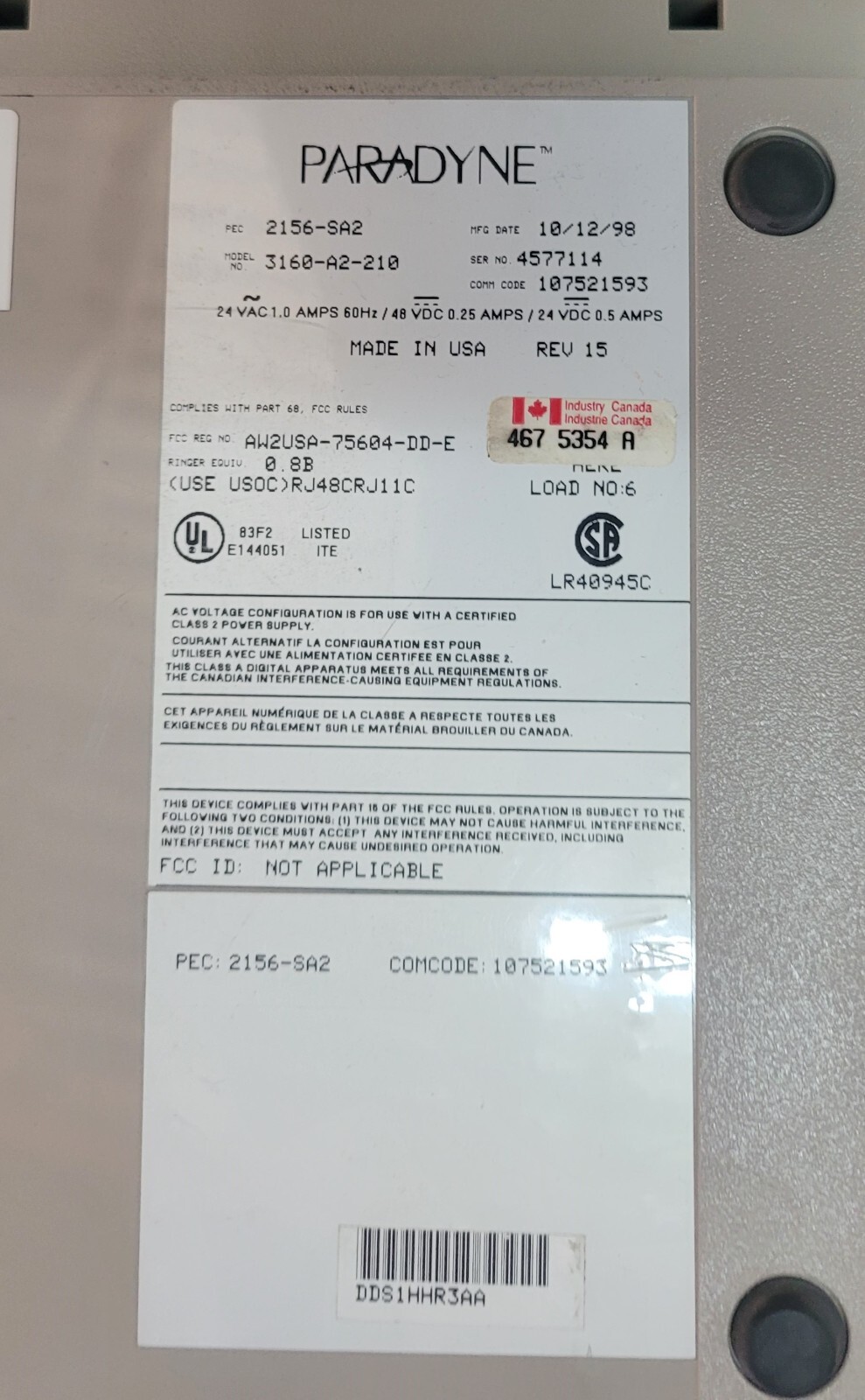 Paradyne Acculink 3160-A2-210 2-Port DSU/CSU Modem