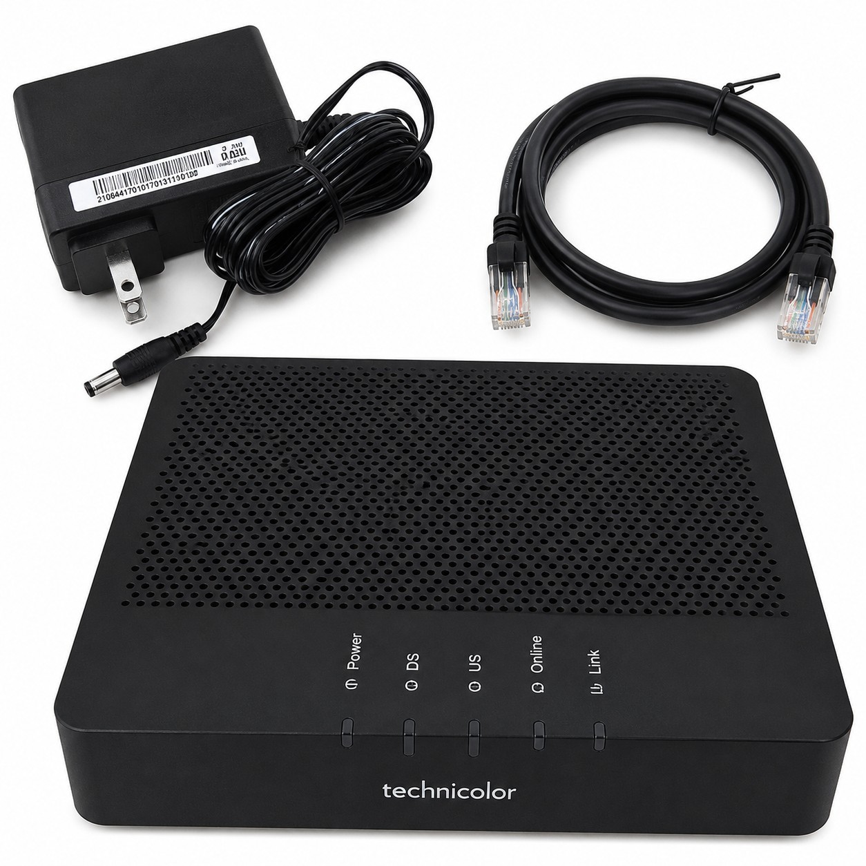 Technicolor TC-4400-AM Cable Modem – Open Box (Black) With Power Supply And Cat6