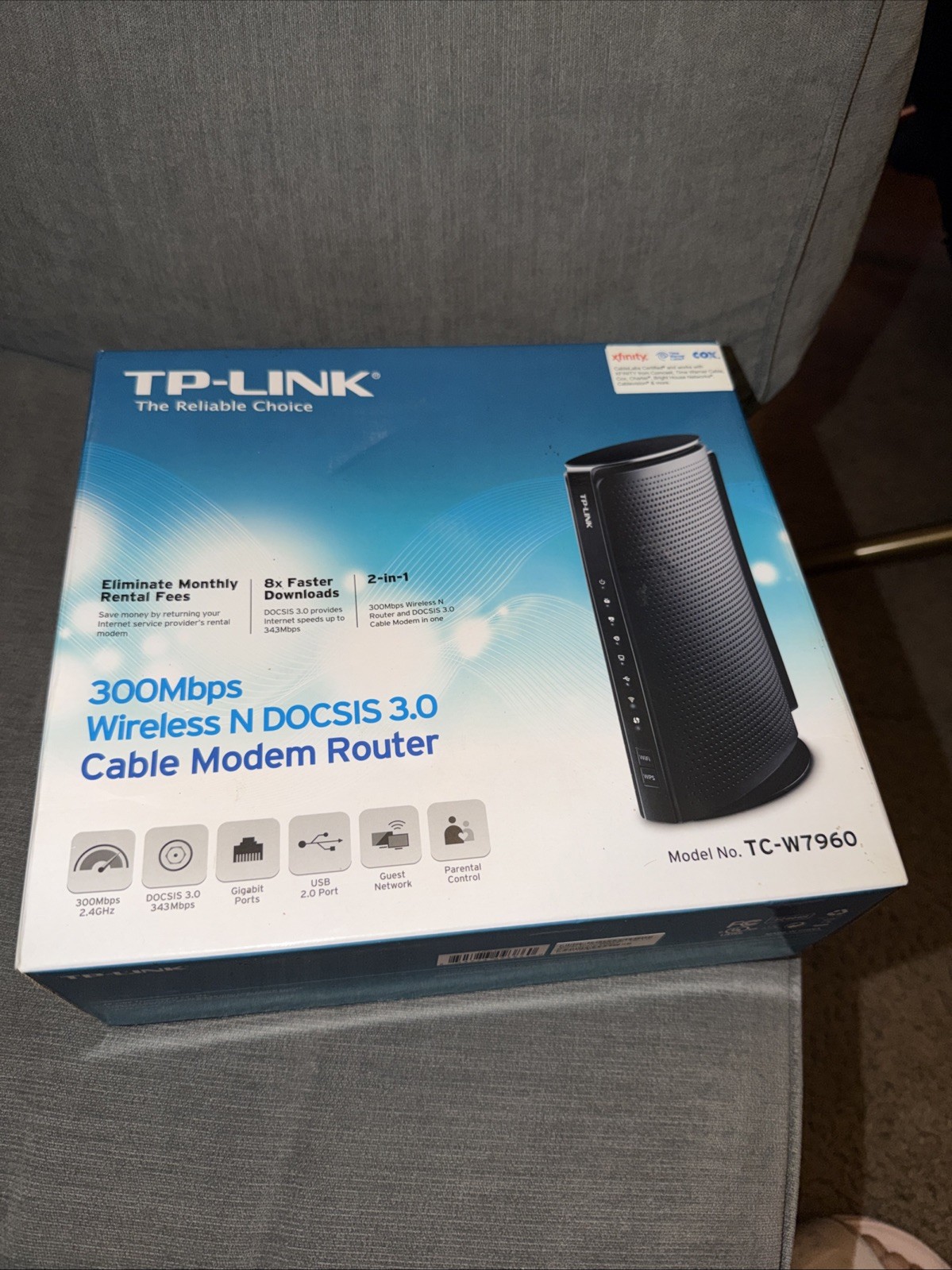 TP-Link TC-W7960 300Mbps Wireless Modem Router – Black
