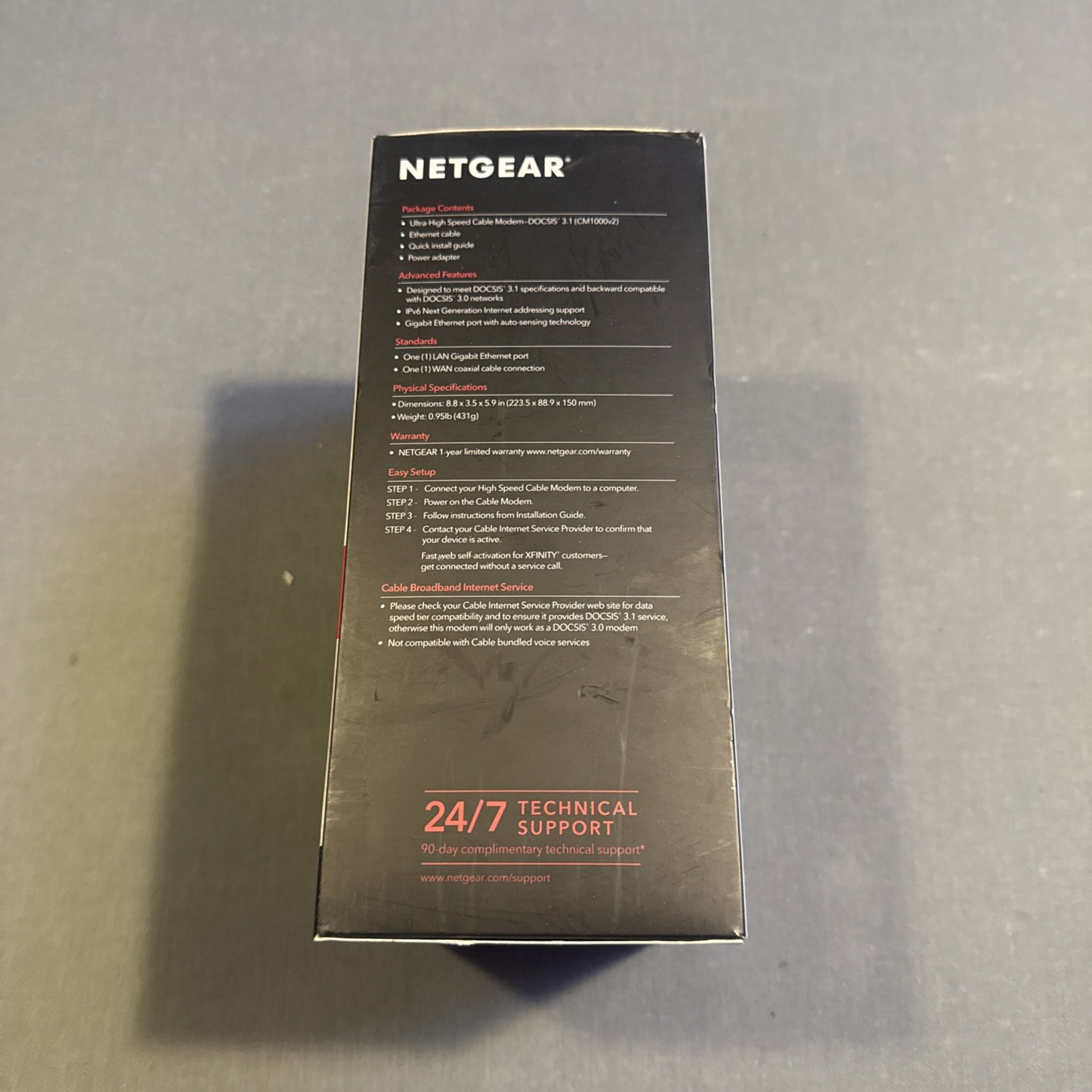 NETGEAR CM1000 Wired-Ethernet (RJ-45) Cable – CM1000100NAS (Black)