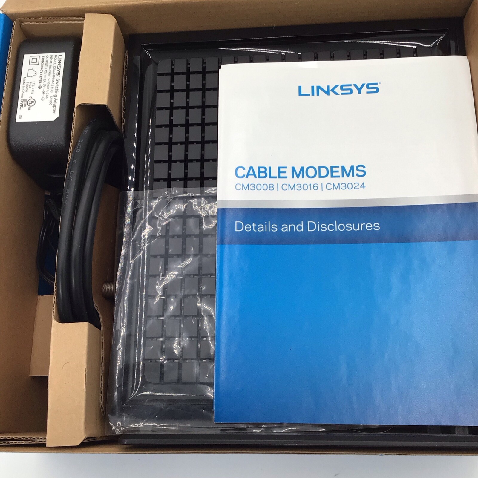 Linksys ‎B01DACQM9M 24×8 Cable Modem Intel Model# CM3024 Xfinity Cox Charter TWC
