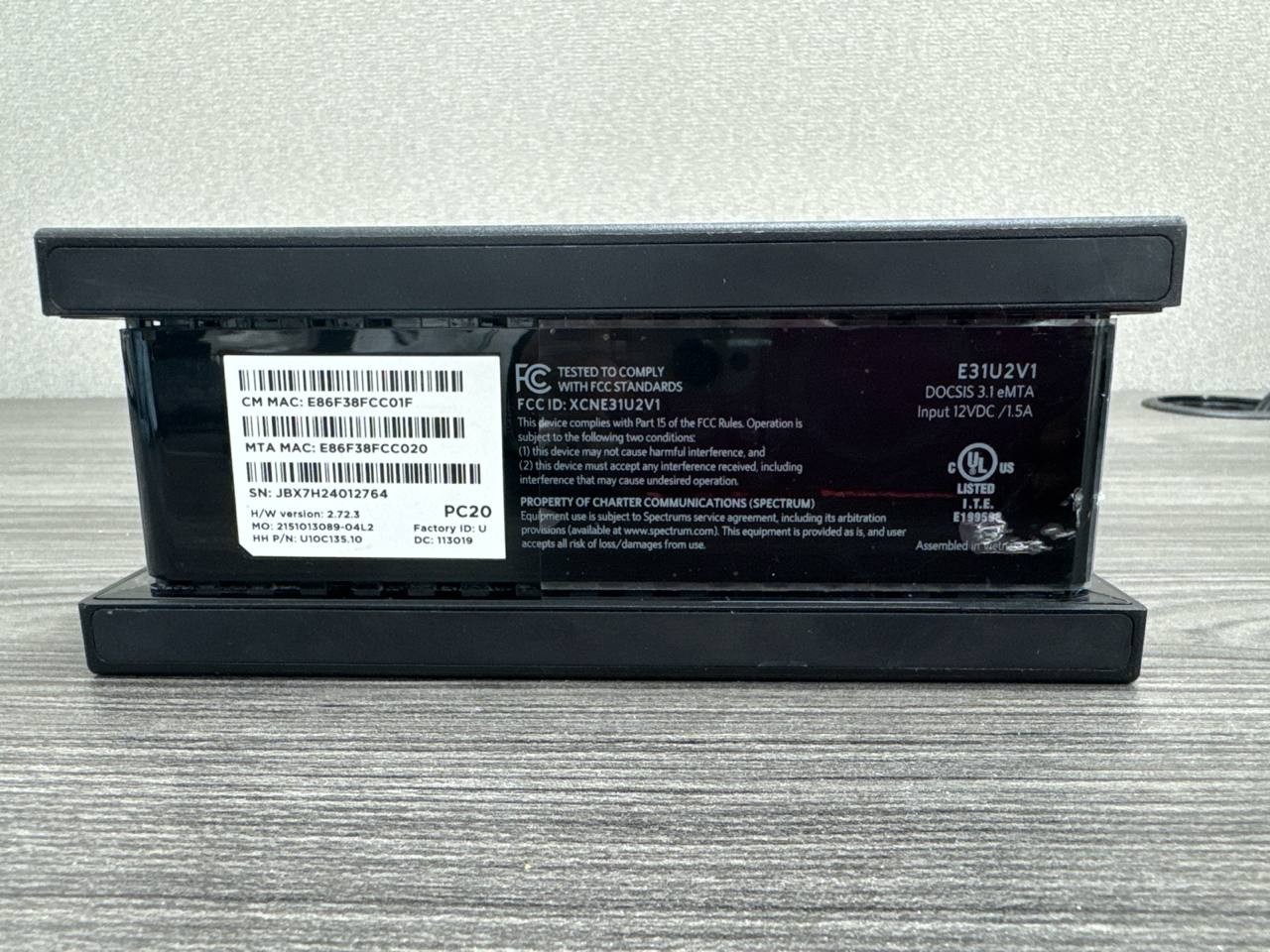 Spectrum – E31U2V1 – DOCSIS 3.1 eMTA – Includes Power Adapter – Powers On