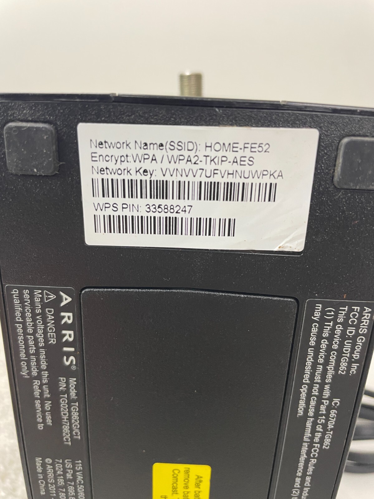 Arris Xfinity TG862G/CT Residential Router Wireless Modem Black Tested/Works