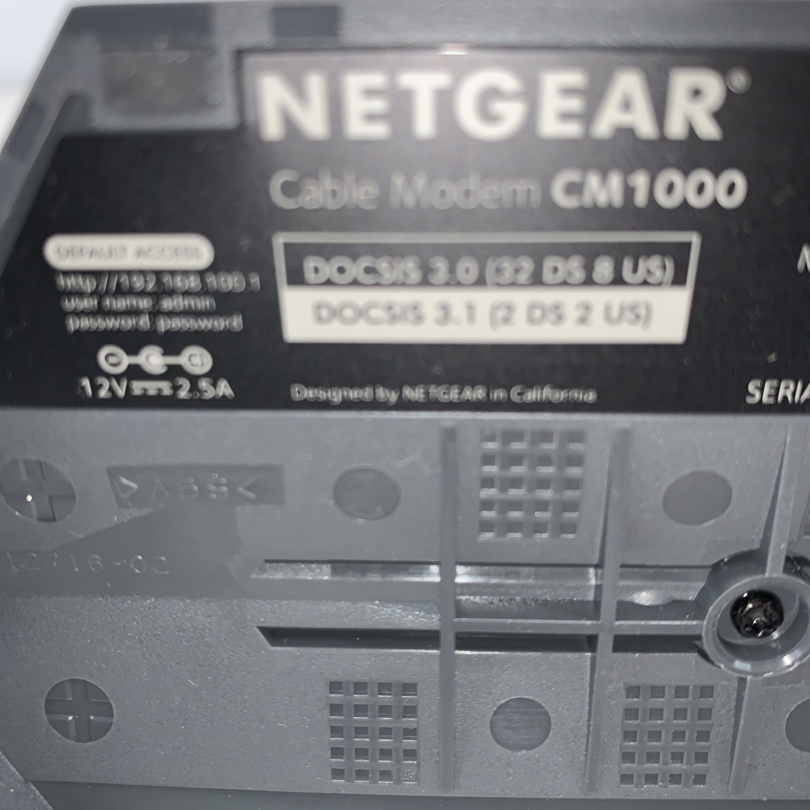 NETGEAR CM1000 DOCSIS 3.1 Cable Modem Gigabit Ethernet High Speed, No Cable