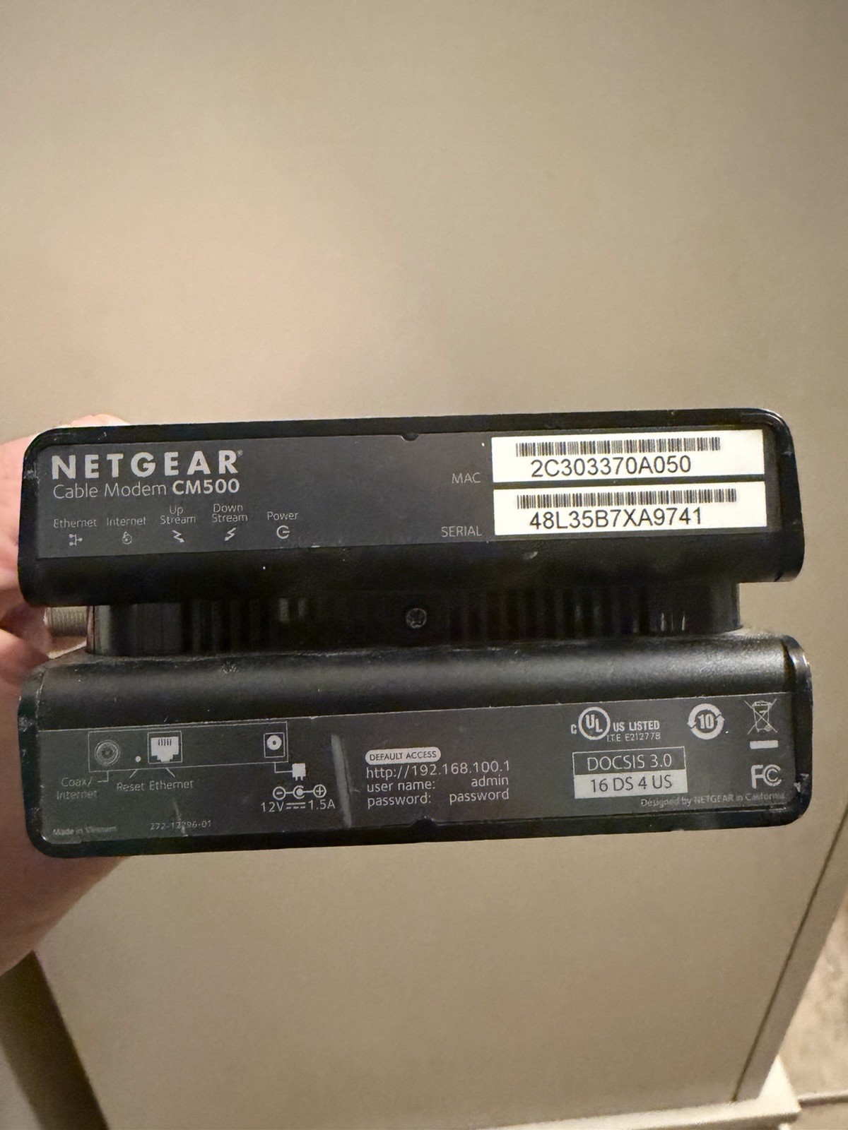 NETGEAR CM500 High-Speed Cable Modem DOCIS 3.0, 680 MBPS
