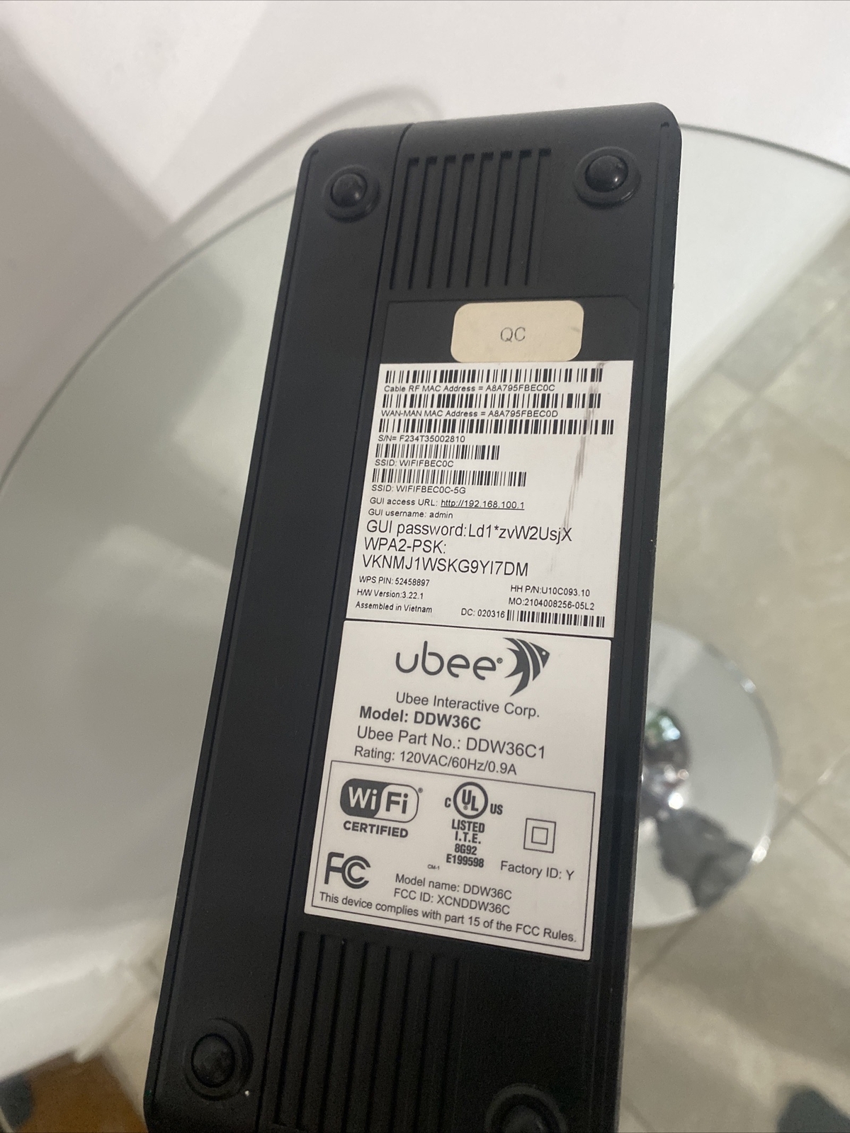Ubee DDW36C Wireless Cable Modem Router – Black – Free Shipping