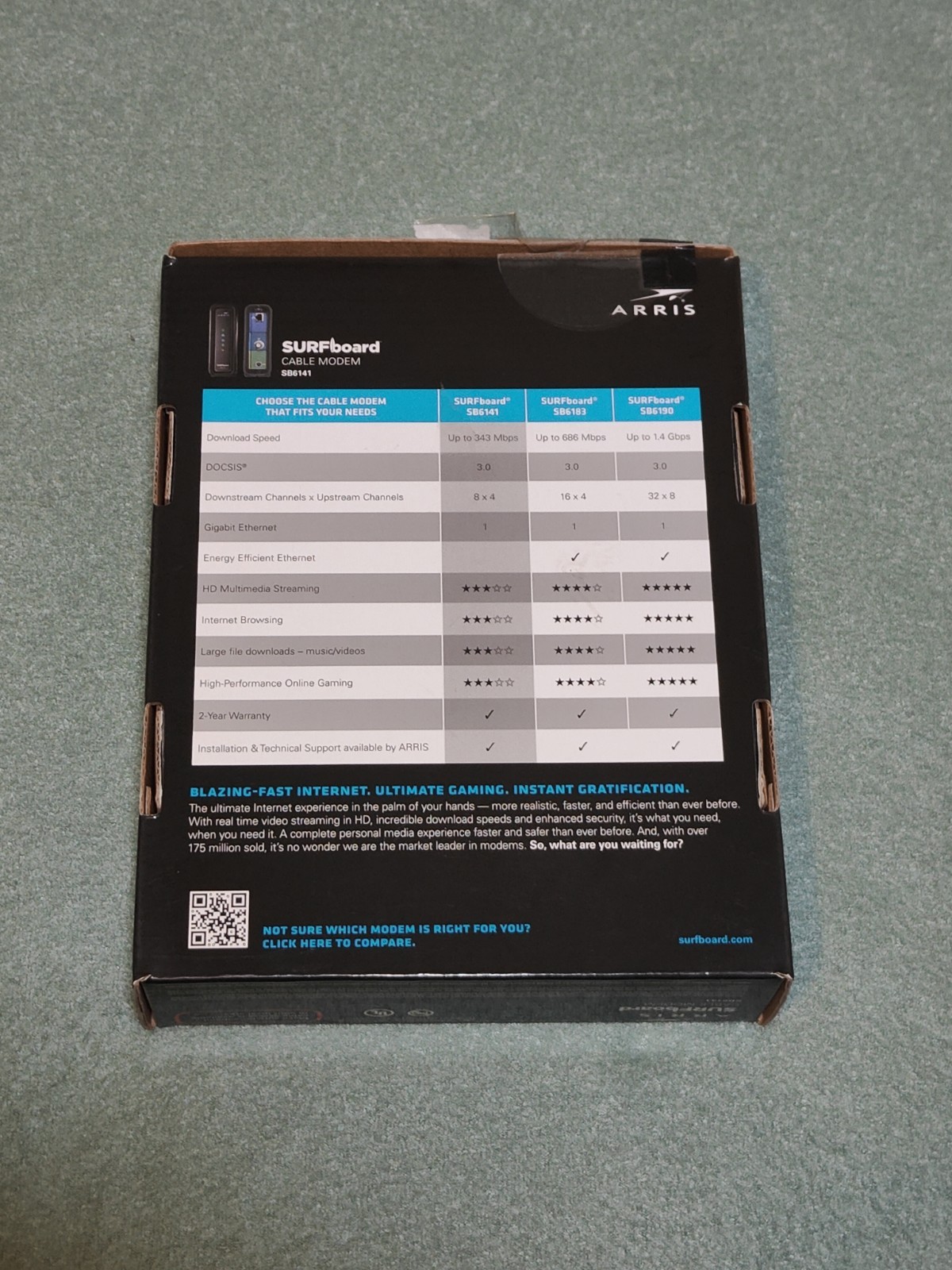 Black Arris Surfboard Cable Modem Model SB6141 In original packaging