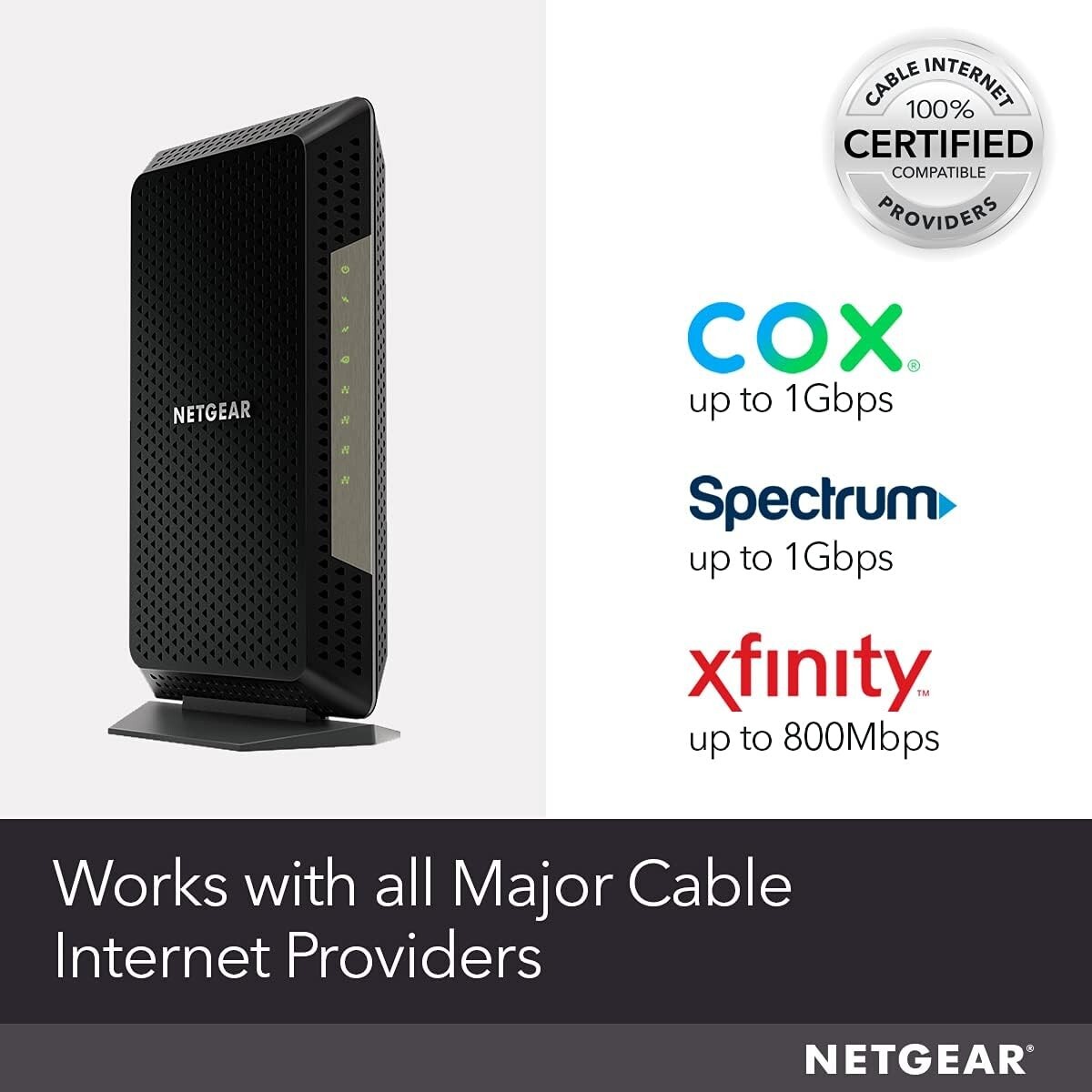 NETGEAR Cable Modem CM1200 – all Cable Providers Xfinity Comcast, Spectrum, Cox