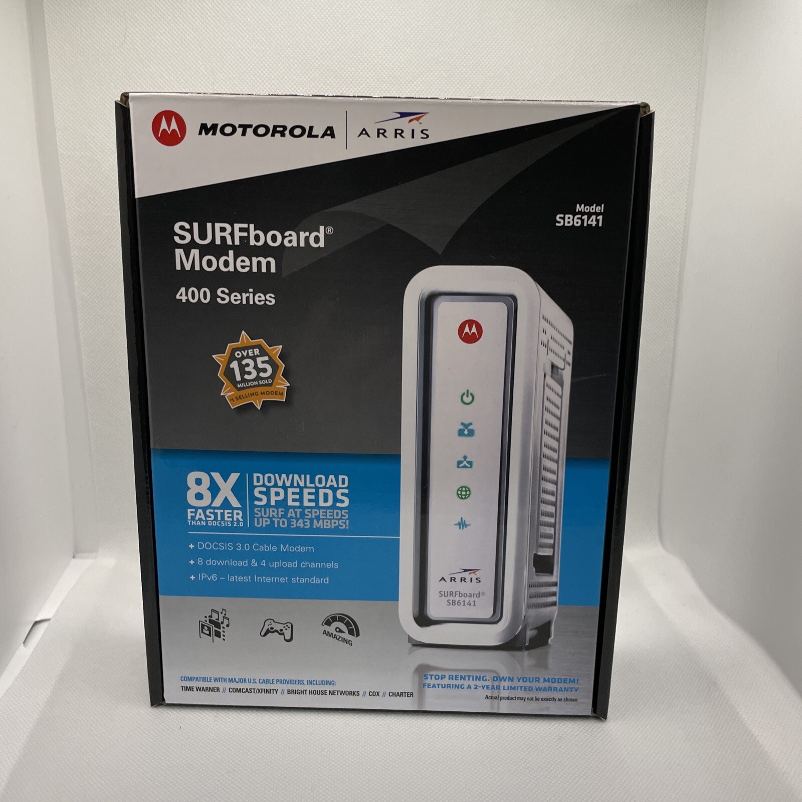 Motorola Cable Modem ARRIS SURFboard SB6141 DOCSIS 3.0 400 Series White IPv6