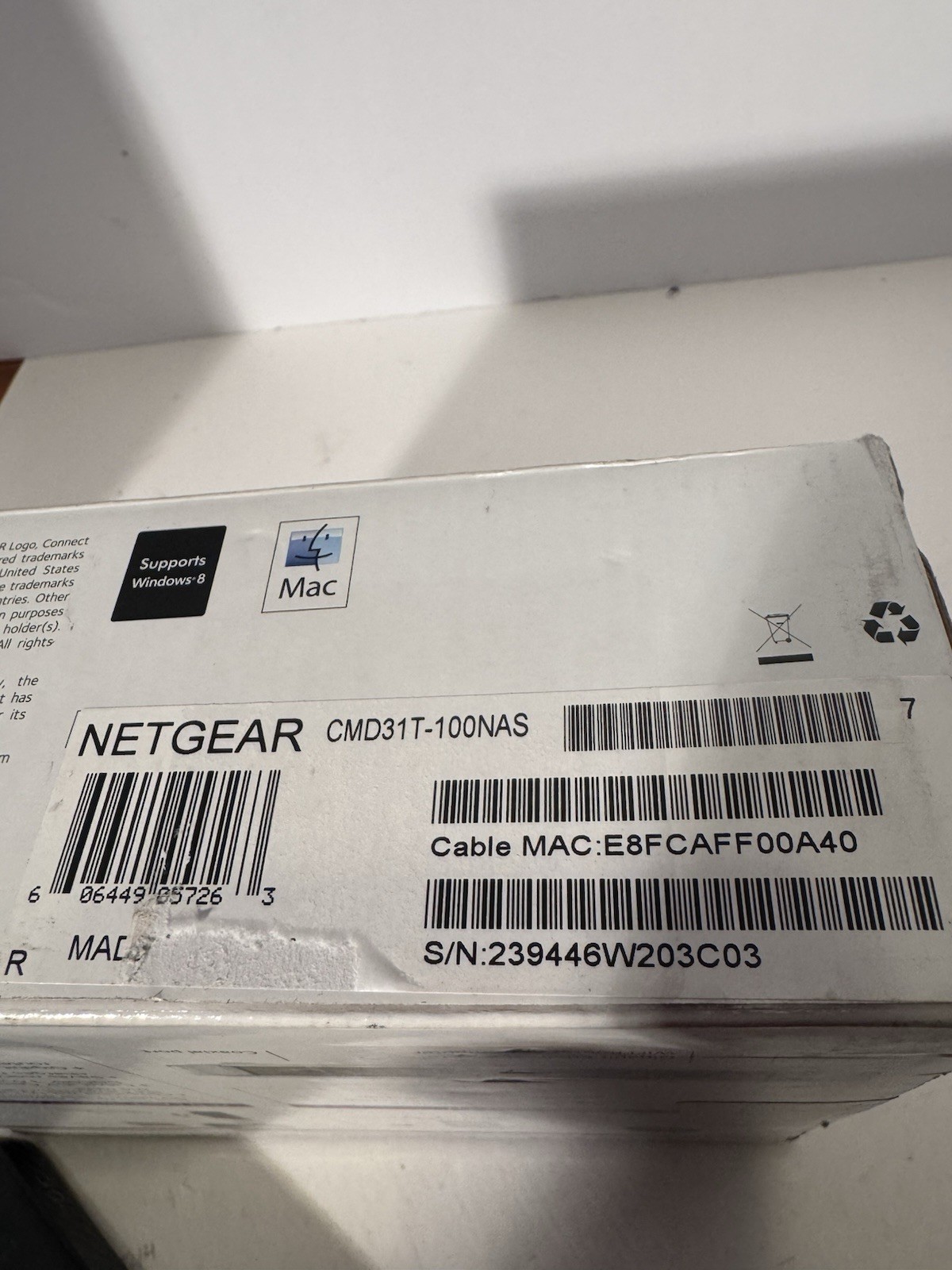 Netgear CMD31T High-Speed Cable Modem DOCSIS 3.0