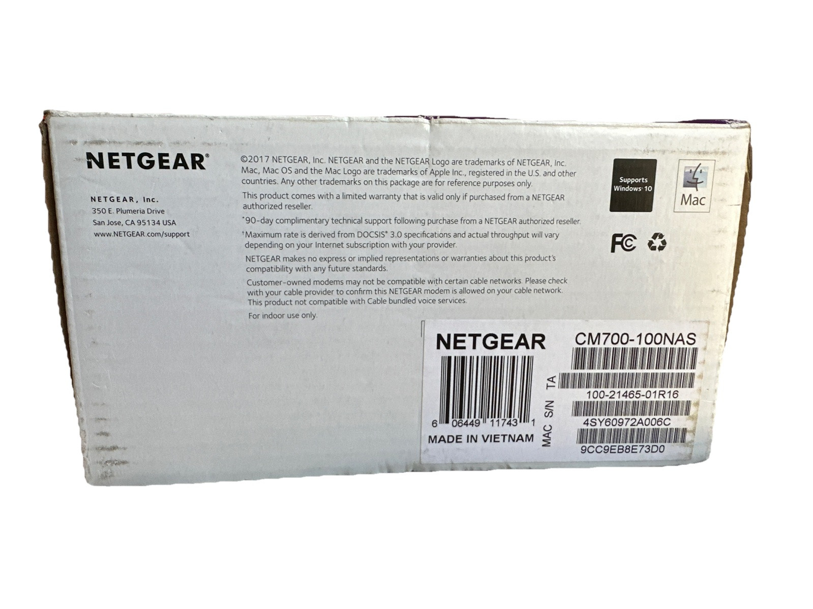 New Netgear CM700 High Speed Cable Modem Docsis 3.0