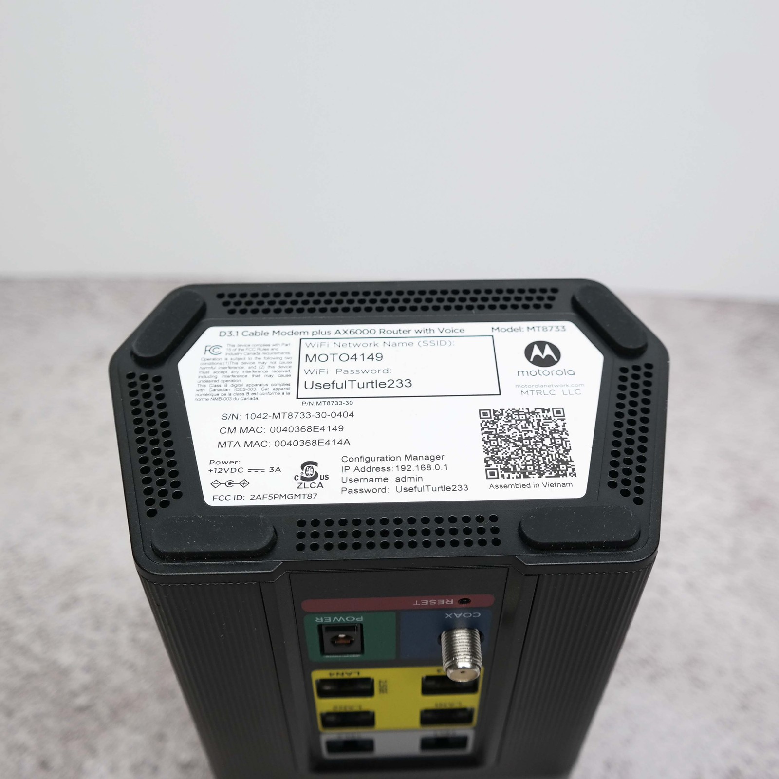 Motorola MT8733 Cable Modem and Wireless Router BROKEN