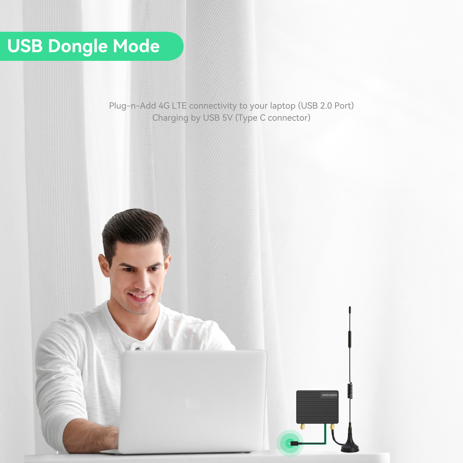 LINOVISION Mini Industrial 4G LTE Router with Low Power Consumption, GPS/RS232