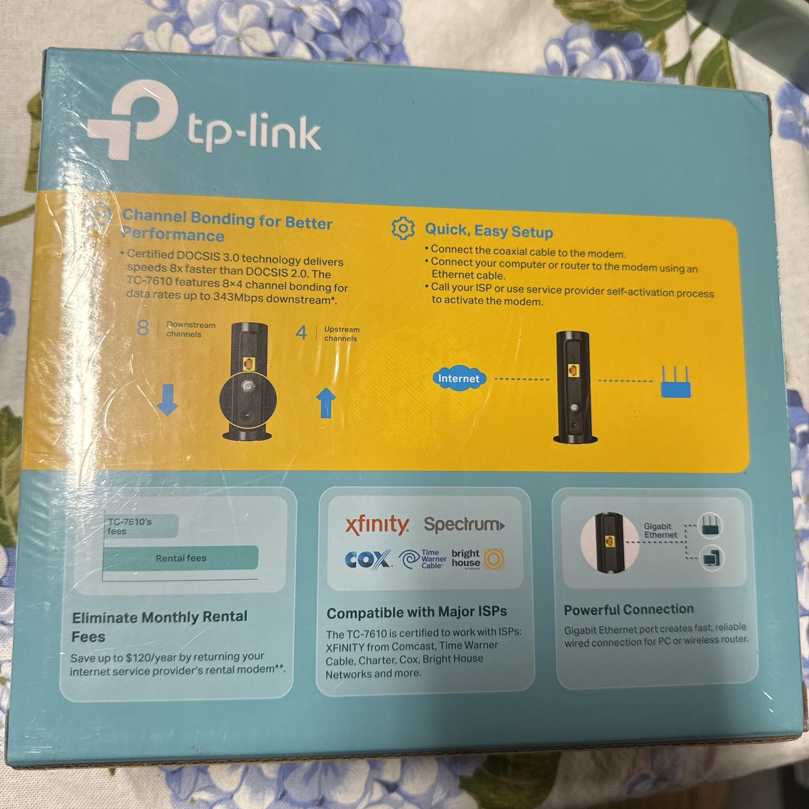 TP-LINK TC-7610 DOCSIS 3.0 Cable Modem 343 Mbps Gigabit Ethernet New in Box