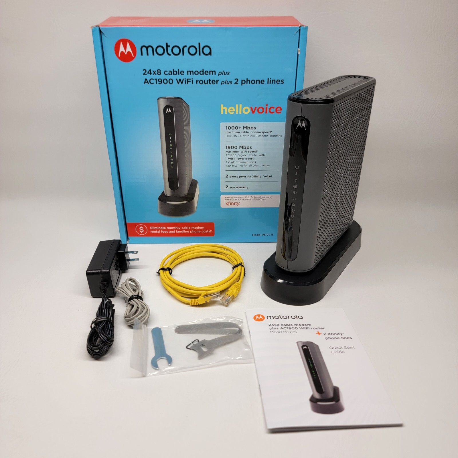 Motorola MT7711 24X8 Cable Modem and AC1900 Dual Band Wi-Fi Gigabit Router