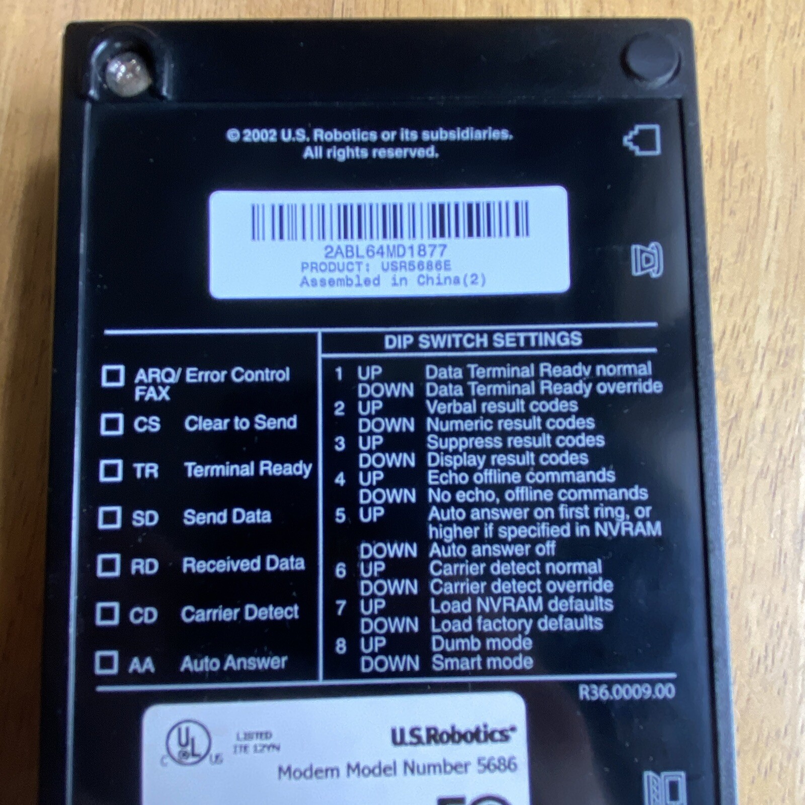 US Robotics V.92 USR5686 External Modem + Fax Model 0701