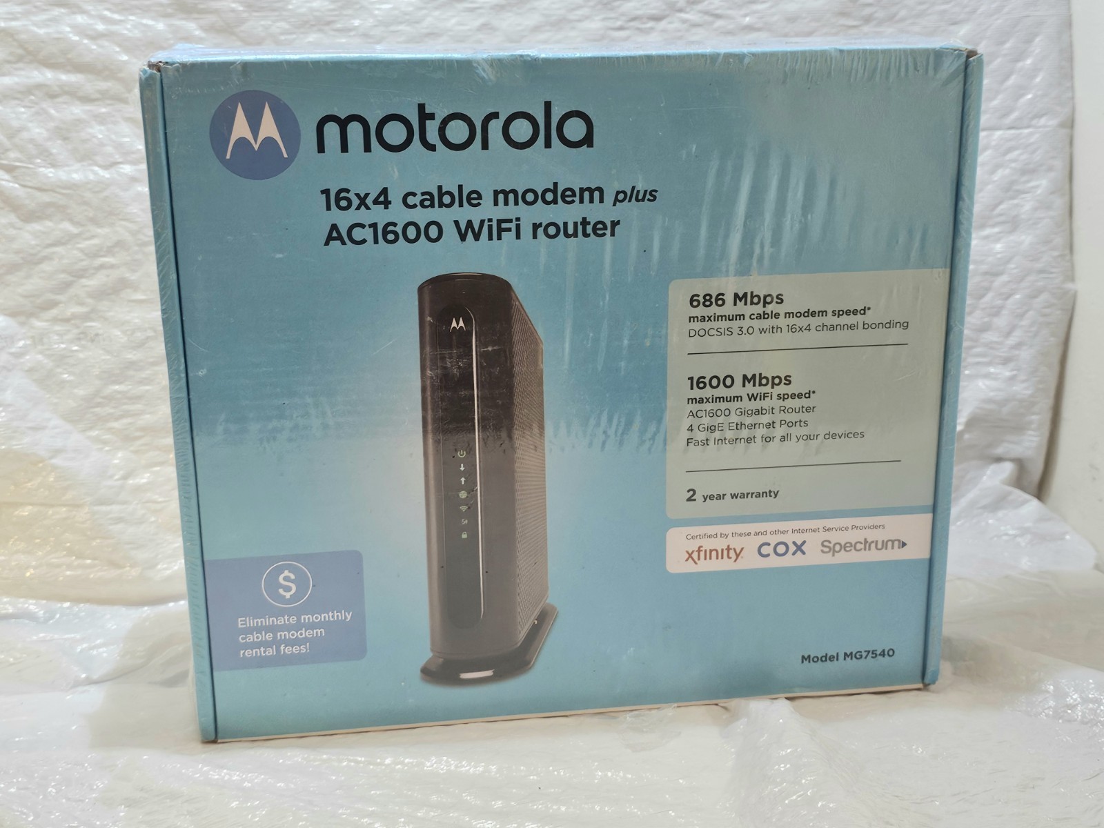 Motorola MG7540 Cable Modem-Router Combo AC1600 WiFi DOCSIS 3.0 Sealed