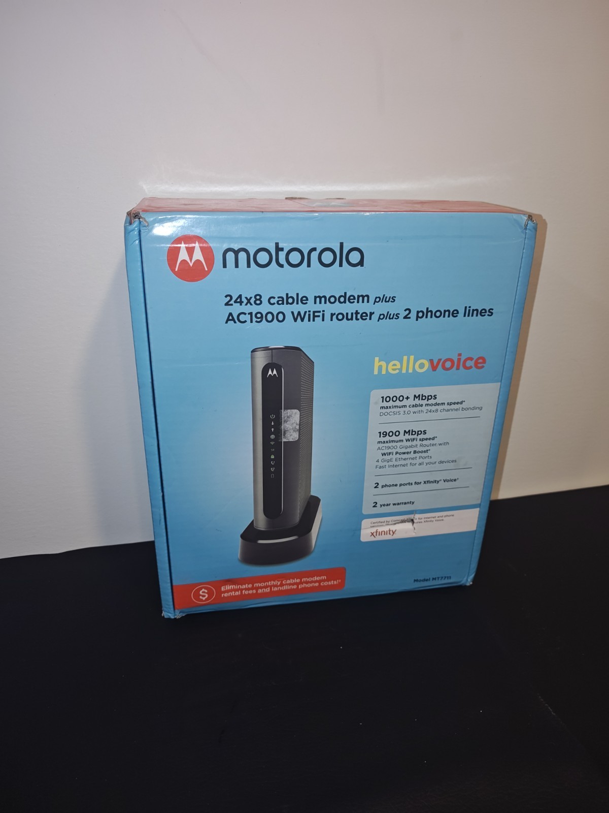 As-is Motorola MT7711 24×8 Modem Router Two Phone Ports DOCSIS 3.0 Dual Band