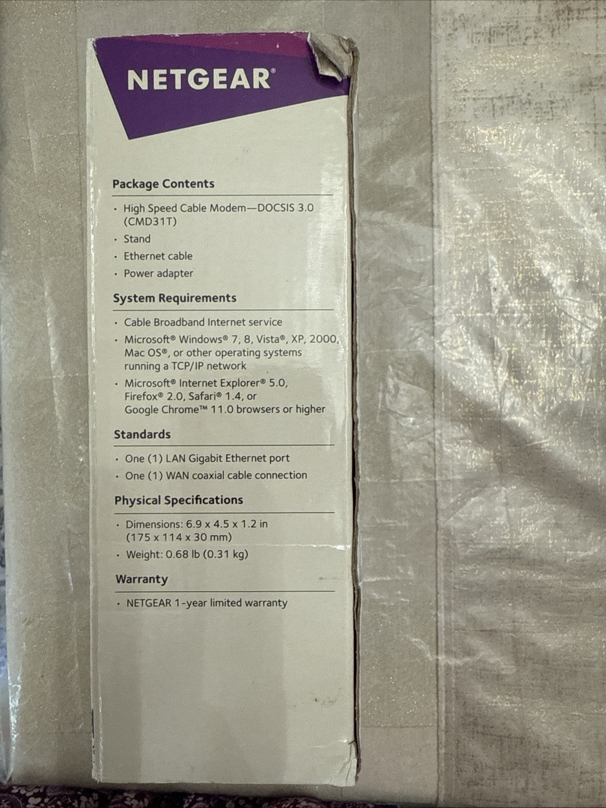 NETGEAR CMD31T DOCSIS 3.0 High-Speed Cable Modem – Comcast/Xfinity Compatible