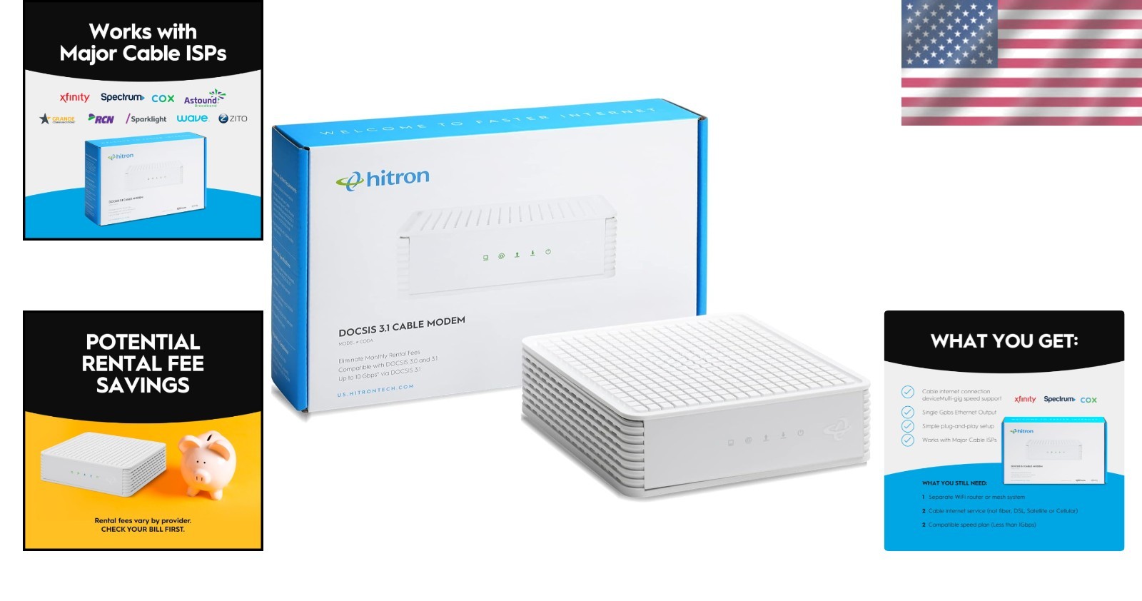 High-Speed CODA DOCSIS 3.1 Modem – 1000 Mbps Support, Compatible with Major ISPs