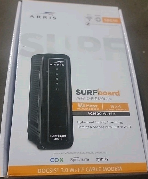 ARRIS SBG10 SURFboard AC1600 Dual-Band Cable Modem Router – Black