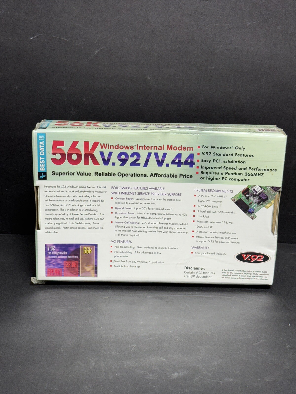Best Data 56K External Modem Smart One V.92/V.44. Sealed, New.