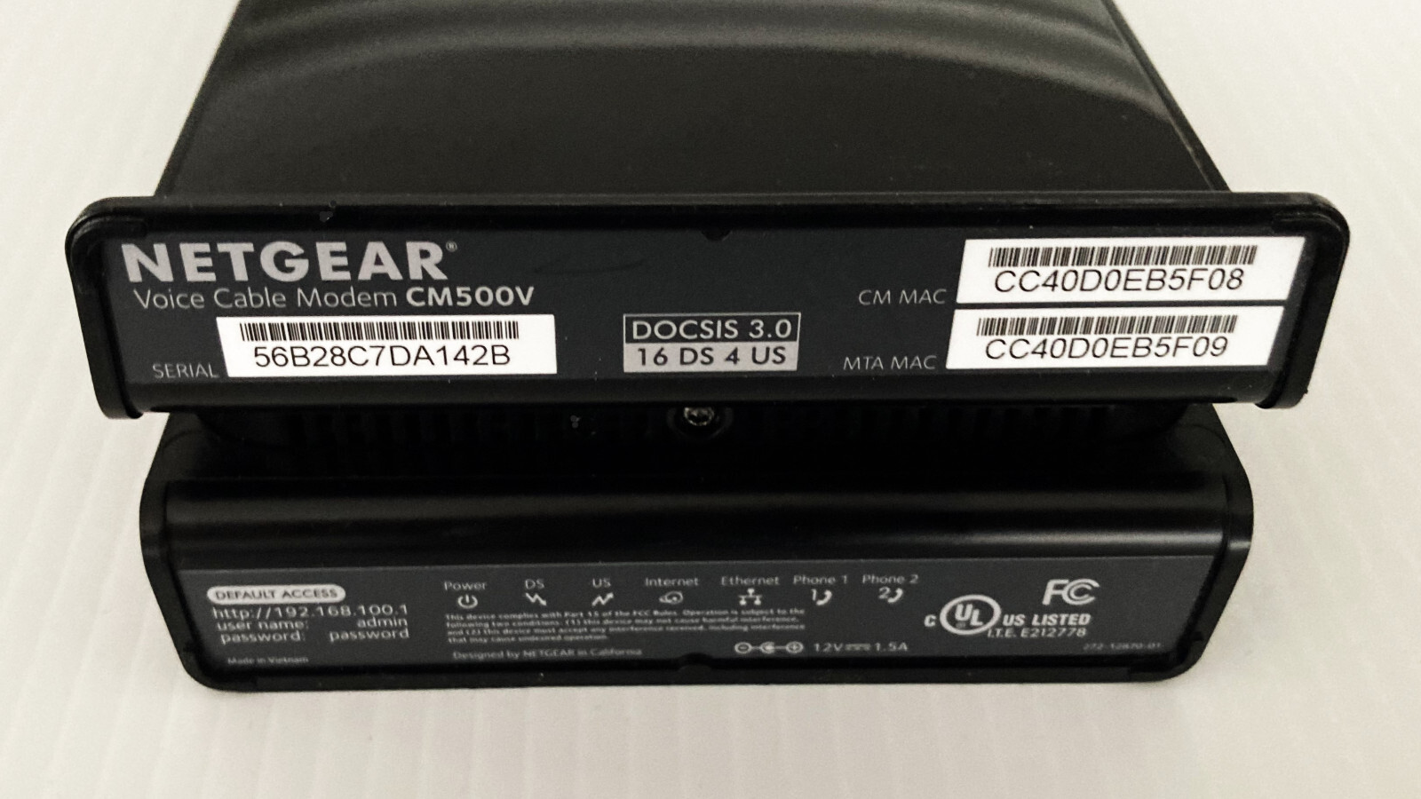 NETGEAR CM500V Cable Modem for XFINITY Internet & Voice – DOCSIS 3.0