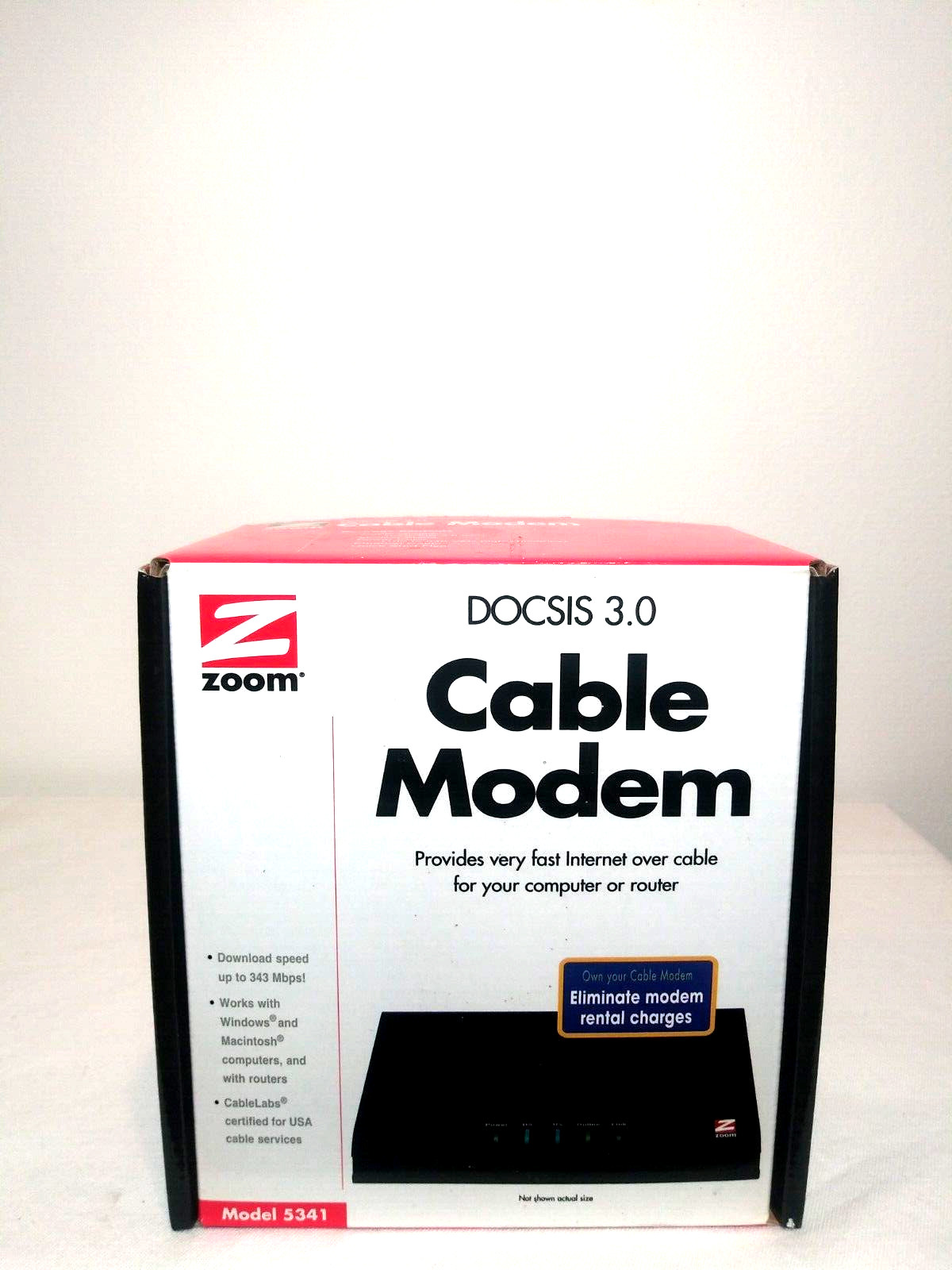 NEW ZOOM 343 Mbps DOCSIS 3.0 Cable Modem, Model 5341 – Open Box