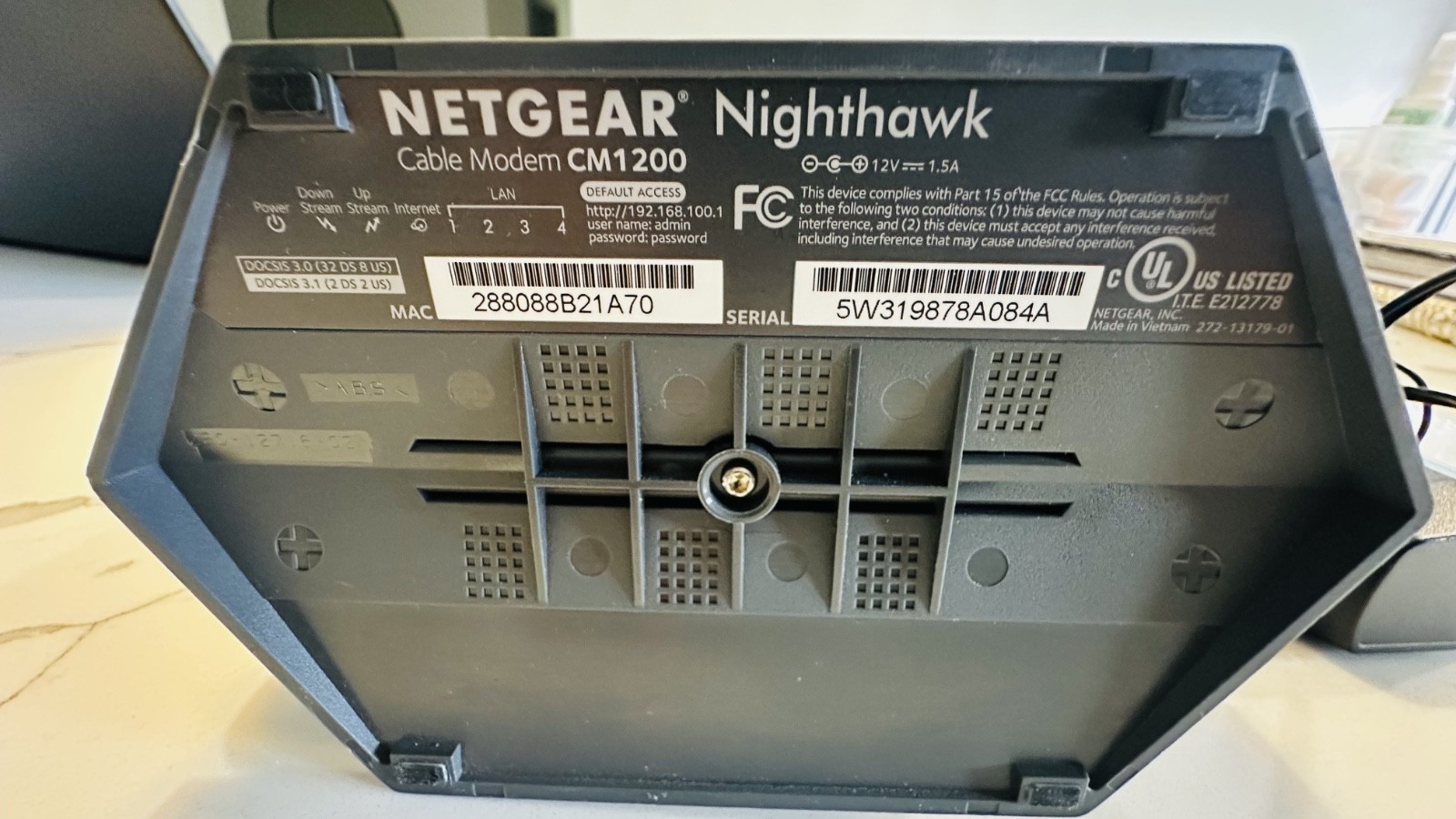 Used :NETGEAR Nighthawk CM1200-100NAS DOCSIS 3.1 Cable Modem