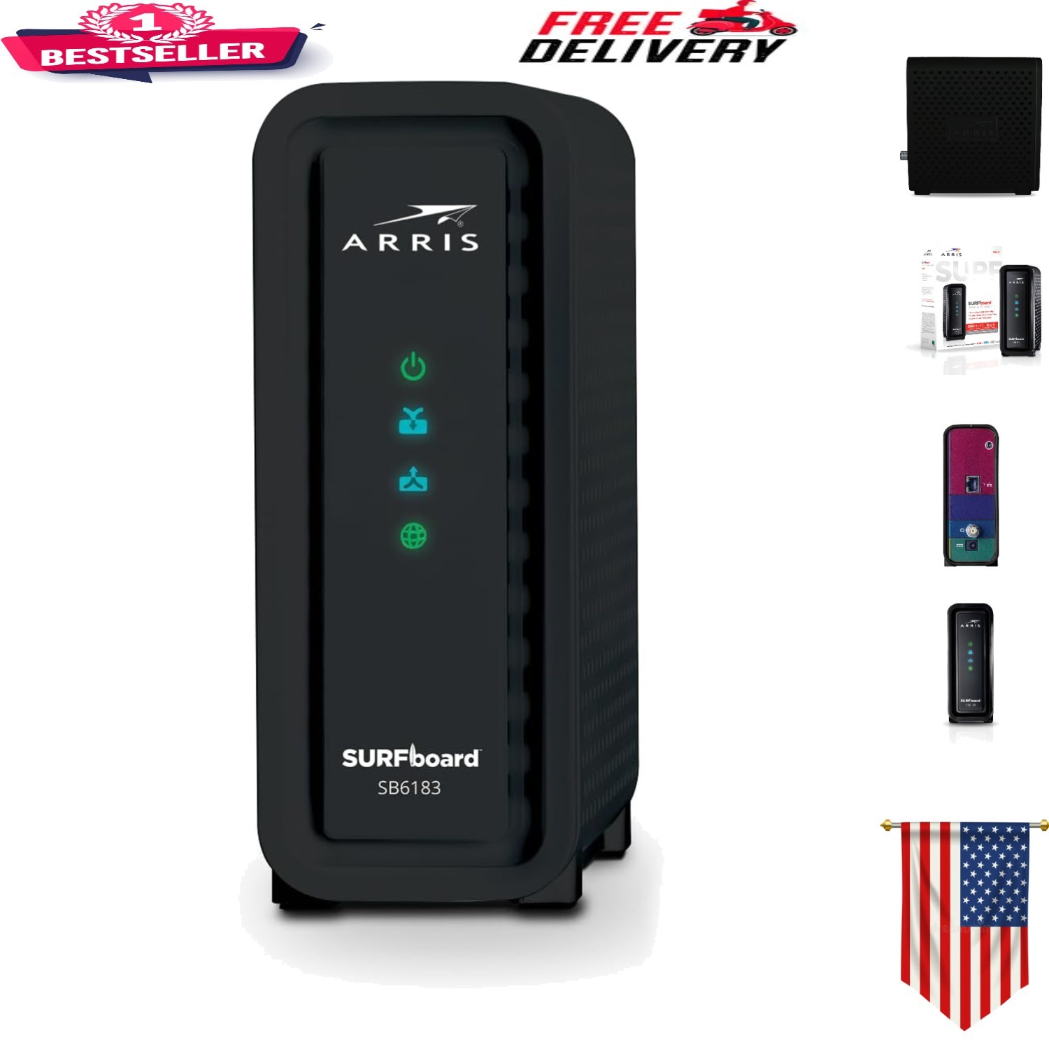Surfboard SB6183 DOCSIS 3.0 Cable Modem: 400 Mbps Speed, 16×4 Channels