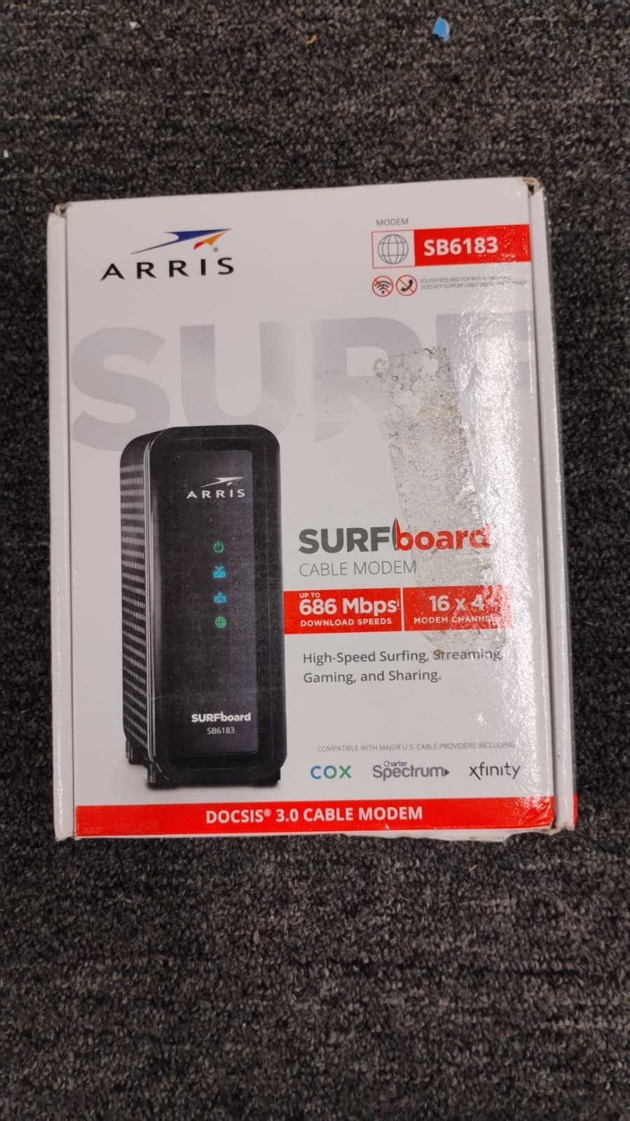 ARRIS SB6183 686 Mbps Cable Modem, White, OBN – X1