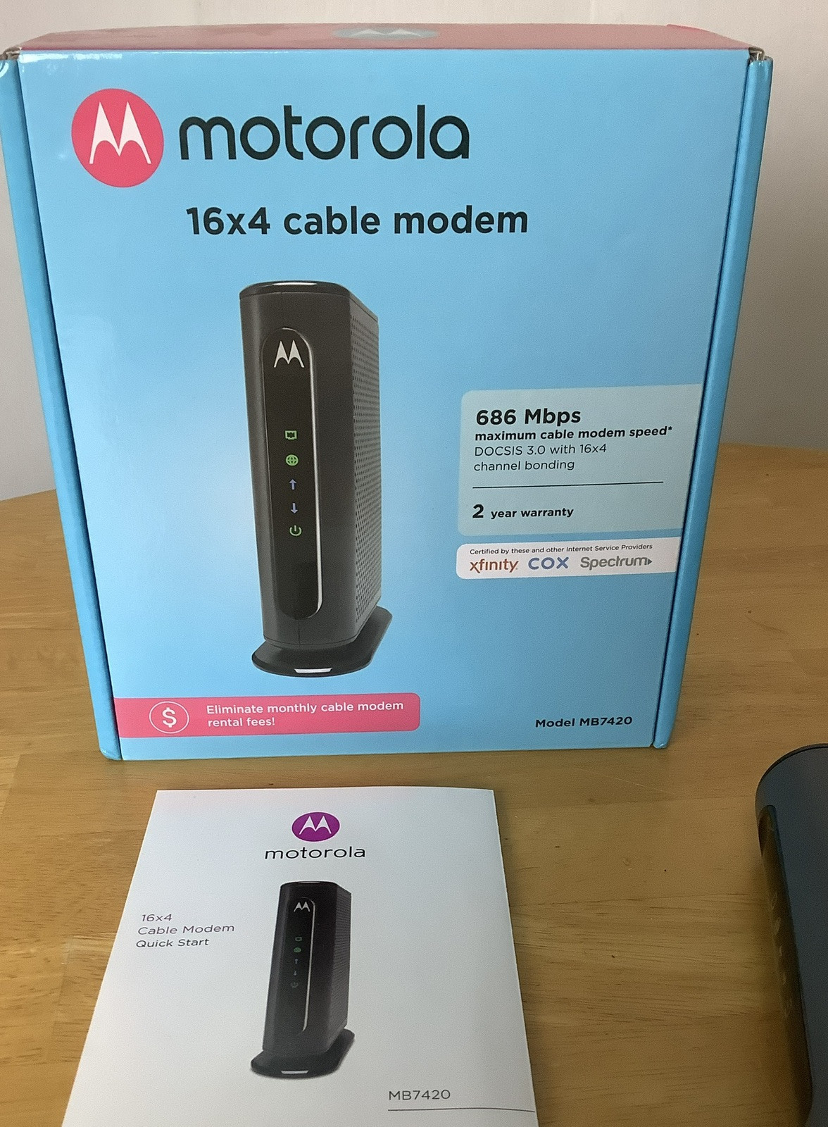 Motorola MB7420-10 16×4 686 Mbps DOCSIS 3.0 Cable Modem working