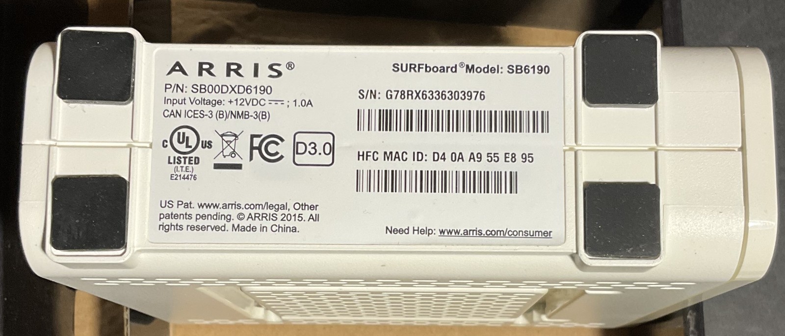NETGEAR DM111PSP ADSL2+ Modem AND Arris SB6190 Cable Modem – NO Power Cords