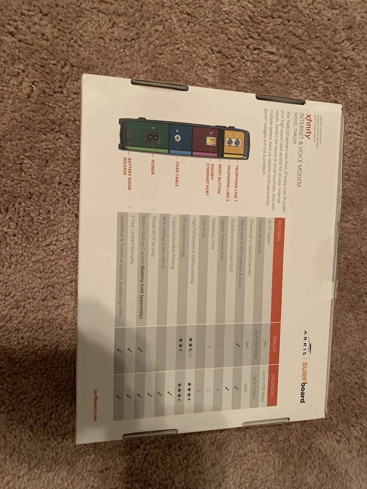 ARRIS TM822R Xfinity Internet and Voice Modem DOCSIS 3.0