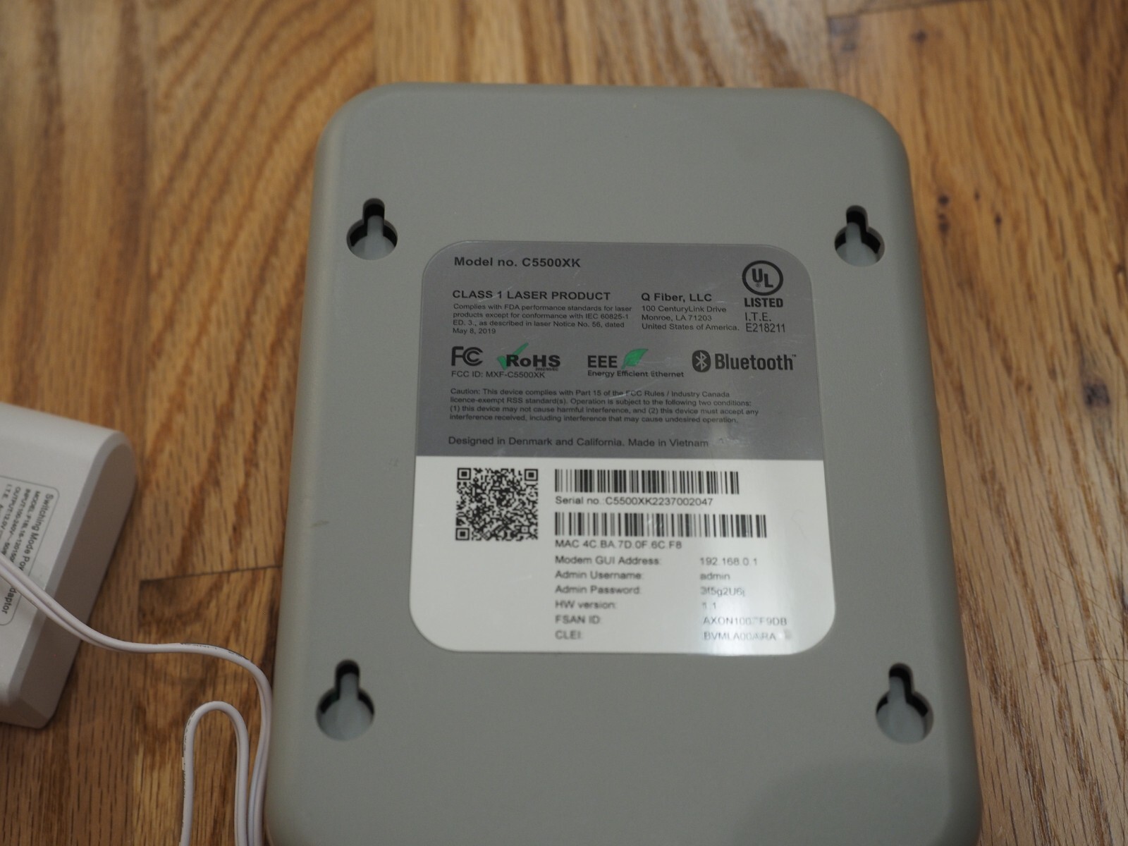 Quantum Fiber C5500XK High Performance Modem With AC Power Adapter