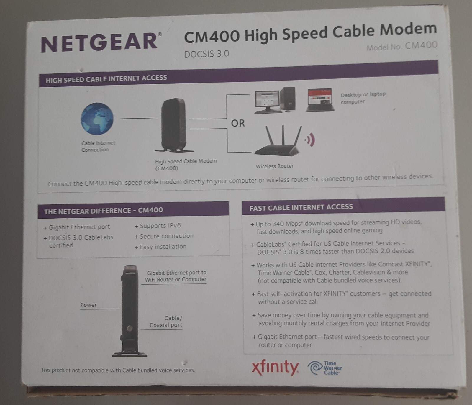 NETGEAR CM400-1AZNAS 100 Mbps Modem NIB