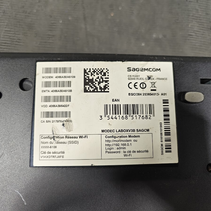 Sagemcom LABOXV3B Modem – For Parts, Untested, No Accessories