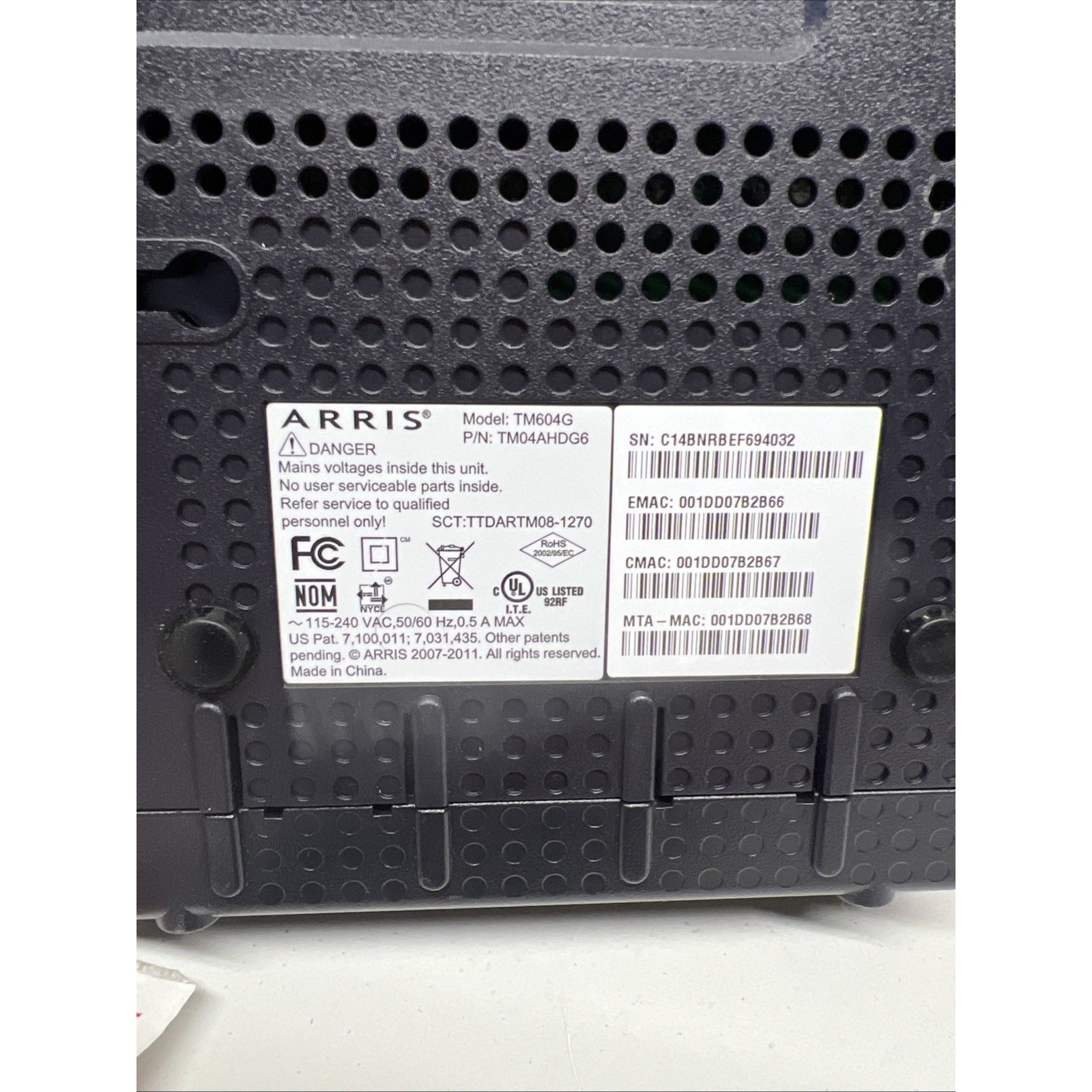 Arris TM604G/CT Touchstone Telephony Cable Modem TM04AHDG6CT