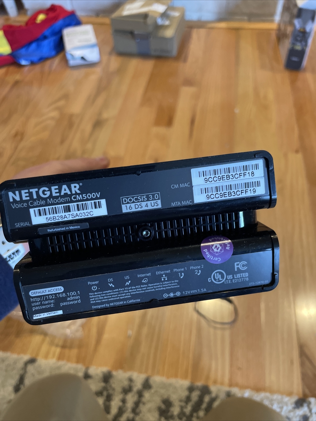 NETGEAR CM500V Cable Modem DOCSIS 3.0 Voice for Optimum, Xfinity, Cox, Spectrum
