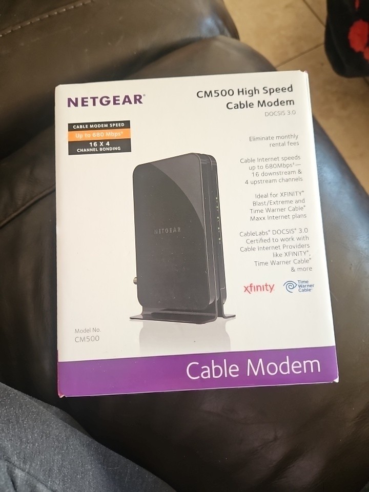 NEW NETGEAR CM500 Hi Speed Cable Modem 680 Mbps – Black (Xfinity, Spectrum, Cox)