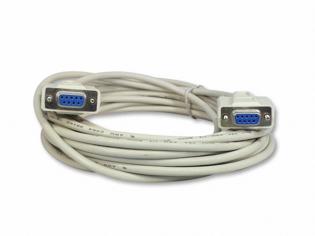 25 Foot DB9 Null Modem Cable, F/F, 9 Pin Serial Port, RS232, Crossover Data